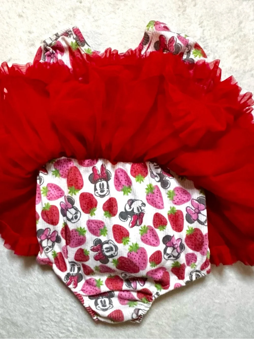 Disney Baby Minnie Mouse Strawberry Red Tulle Tutu 12month Onesie